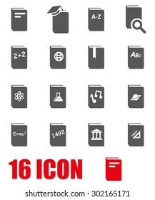 Vector grey schoolbook icon set.