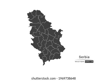 Vector grey Serbia map on white background