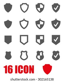 Vector grey shield icon set.