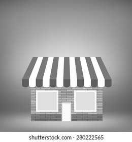Vector Grey Shop Icon on Grey Background for Your Design