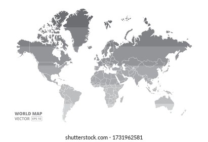 Vector grey silhouette map of world.