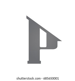 Vector Grey Single Letter P Real Estate Logo