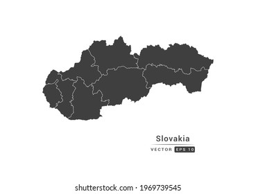 Vector grey Slovakia map on white background