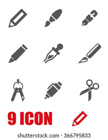Vector grey stationery and painting icon set