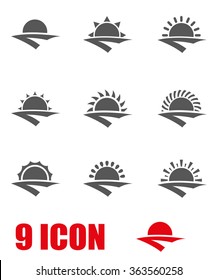 Vector grey sunrise icon set. 