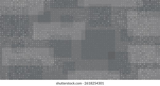 Vector Grey Tech Finance Fintech Background. Abstract Pixel Pattern. Digital Business Technology or Science Research Presentation Backdrop.