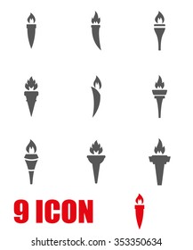 Vector grey torch icon set.