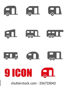 Vector Grey Trailer Icon Set. 