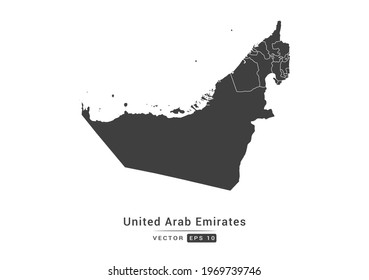 Vector grey United Arab Emirates map on white background