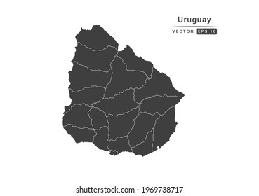 Vector grey Uruguay map on white background