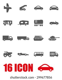 Vector grey vehicles icon set on white background