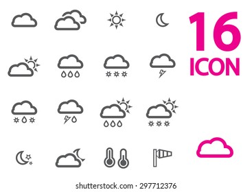 Vector grey weather icon set ob white background