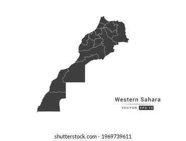 Vector grey Western Sahara map on white background