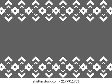 Vector. Origen étnico abstracto gris y blanco. Patrón de corchetes angulares. Marco con espacio de copia para texto. Diseño de fondo para publicidad y productos tipográficos.