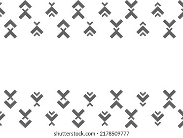 Vector. Grey and white abstract ethnic background. Pattern of angle brackets. Frame with copy space for text. Background design for advertising and typographic products.