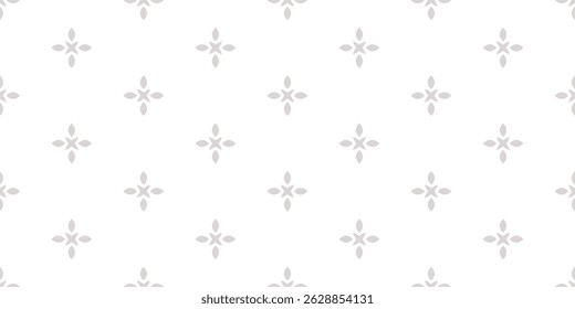 Vector grey and white floral minimalist seamless pattern. Abstract minimal geometric ornament with flowers in oriental style. Simple delicate background. Subtle texture. Repeating decorative design