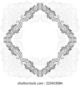 Vector grey and white vintage floral frame