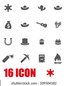 Vector grey wild west icon set.