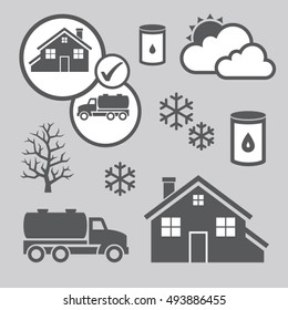 Vector Grey Winter Heating Oil Symbols And Icons