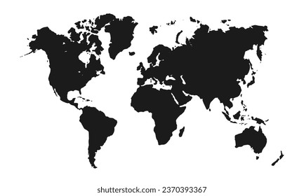 Vector grey world map on white background.