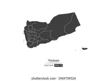 Vector grey Yemen map on white background