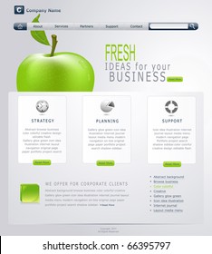 Vector Grey-green Website With Apple