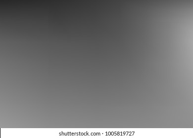 Vector greyscale blurred background. Monochrome defocused black and white smoky banner. Grayscale gradient. Grey or silver abstract backdrop. Blurry unfocused studio light, mist or fog illustration.