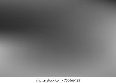 Vector greyscale blurred background. Monochrome defocused black and white smoky banner. Grayscale gradient. Grey or silver abstract backdrop. Blurry unfocused studio light, mist or fog illustration.