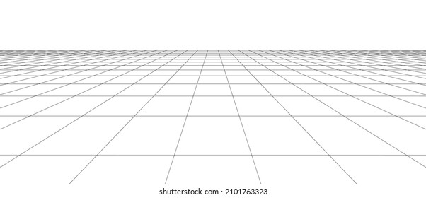 Vector grid. 3d perspective background. Wireframe mesh. Vector technology background.