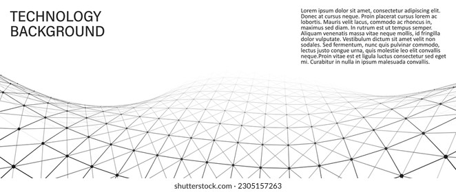 Vector grid. 3d perspective background. Wireframe mesh. Vector technology background.