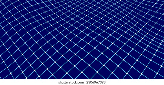Vector grid. 3d perspective background. Wireframe mesh. Vector technology background.