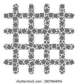 Vector grid composition is formed from random recursive grid pictograms. Fractal composition from grid.