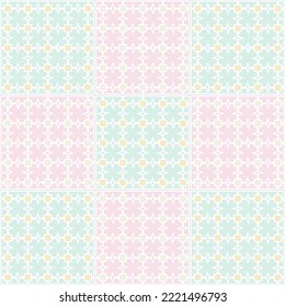 Vector Grid Geometric plaid horizontal and vertical stripes, square abstract illustration seamless pattern with soft colors suitable for printing on surface design, texture textile wallpaper wrapping 