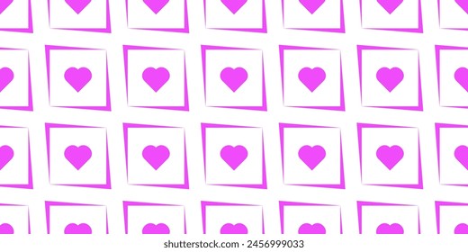 Vector grid with hearts inside seamless pattern