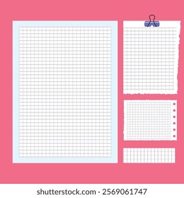 Vector grid Note Paper Set. Graph paper background Royalty free.