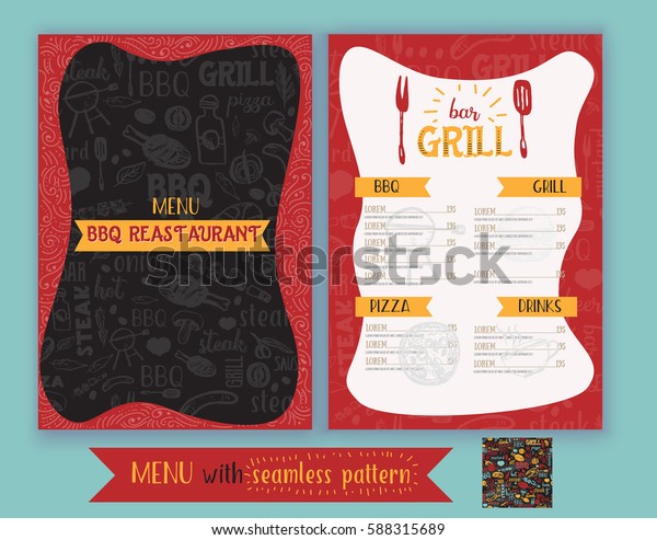 Vector Grill Barbeque Restaurant Flyer Menu Stock Vektorgrafik Lizenzfrei