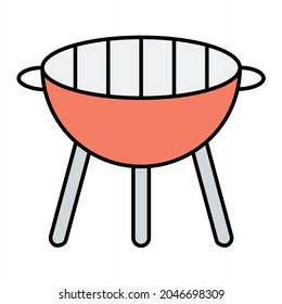 Vector Grill Filled Outline Icon Design
