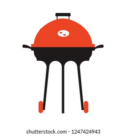 Vector Grill Icon. Flat Illustration Of Barbecue. Barbeque Food Isolated On White Background. Outdoor Picnic Sign Symbol