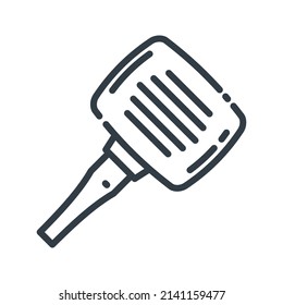Vector grill pan line icon isolated on transparent background. 