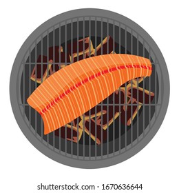 Vector grill salmon steaks with roaster