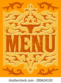 Vector grill - steak - restaurant menu design - western style