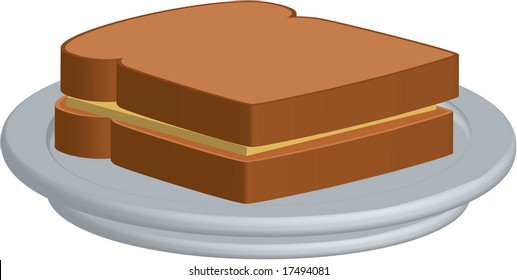 vector grilled cheese sandwich on a plate