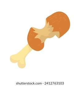 Icono de pierna de pollo asada vectorial aislado.