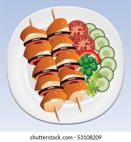 vector grilled chicken and vegetables