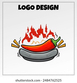 Vector Grilled Sauce Logo Mascot Illustration Vector Design