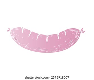 Vector grilled sausage. Graphic German bratwurst illustration isolated on background. Hand drawn line sketch. For designers, prints, postcards, wrapping paper, icon, octoberfest, holiday, covers