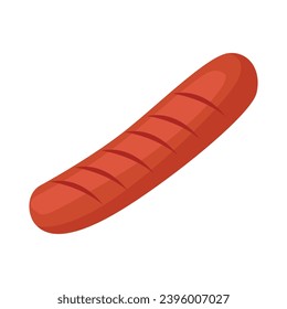 Vector grilled sausages cartoon icon roasted barbecue food.