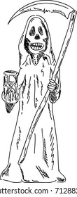 vector - Grim Reaper with sandglass , isolated on background