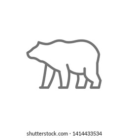 Vector grizzly bear line icon.