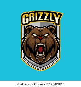 Plantilla de logotipo de mascota de oso pardo vector